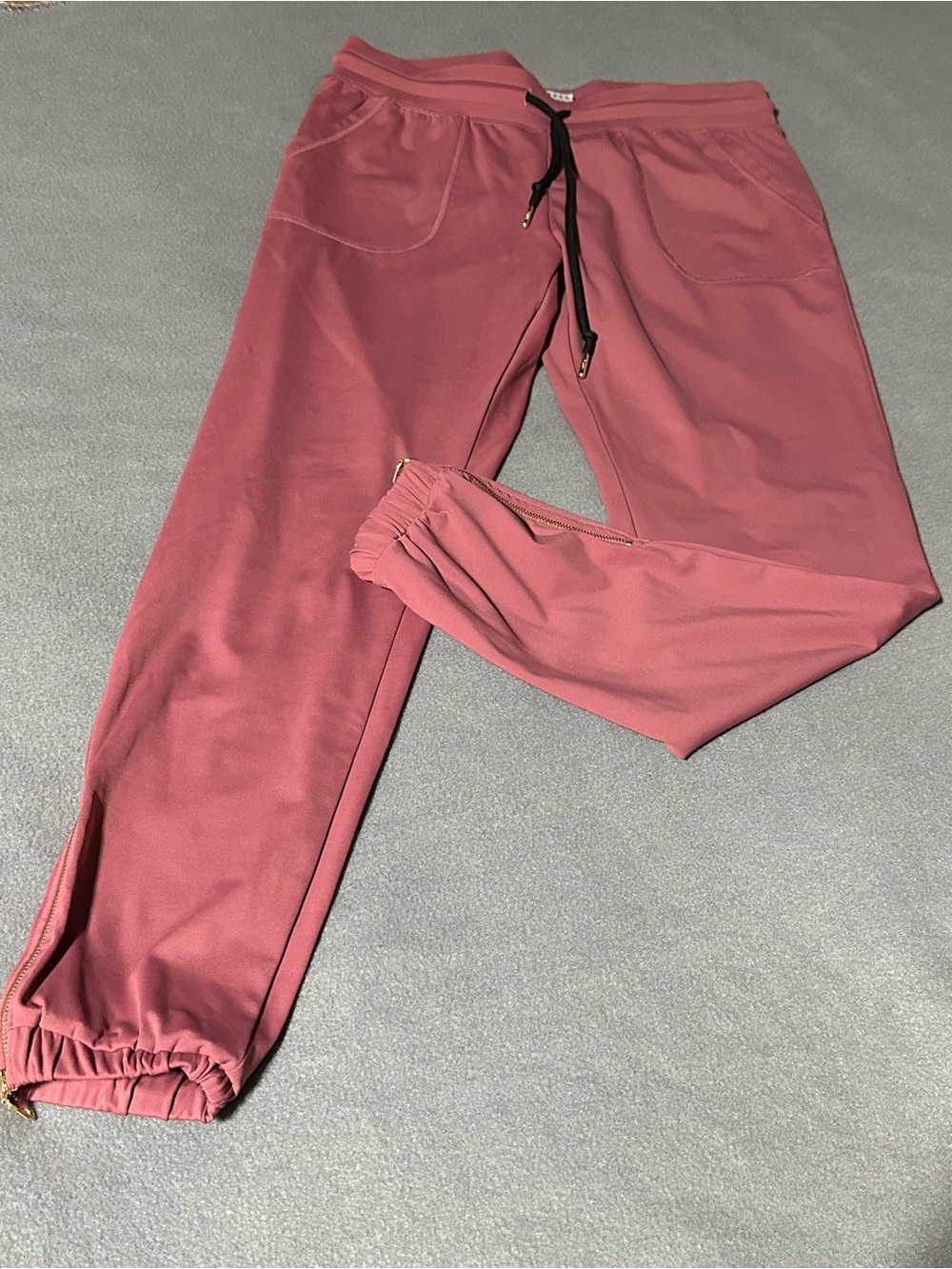 ZYIA Dusty Rose Jogger Pants with Black Drawstring